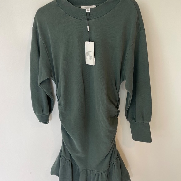NEW Something Navy ruched sweatshirt dress Dark Sage Green XL - Picture 3 of 3